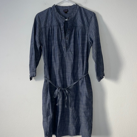 Patagonia Women’s Denim Midi Length Longsleeve Shirt Dress Size 4 Blue - Picture 3 of 8